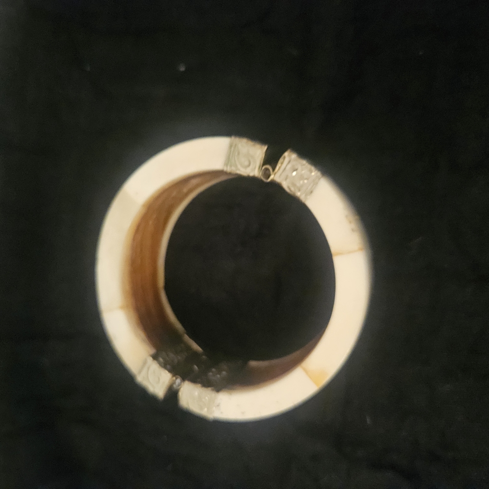 Elegant White and Brown Bangle Bracelet